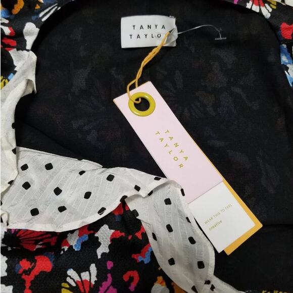 Silk Polka Dot Dress Belt Faux Wrap Mix Print Ruffle Size 4 TANYA TAYLOR Bianka - Picture 7 of 7